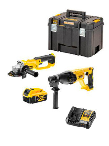 Dewalt DCK2027P2T 18V XR Set - DCH133 Electro-Pneumatic Hammer + DCG412 Grinder + Briefcase + 2 LI-ION 5.0 Ah Batteries