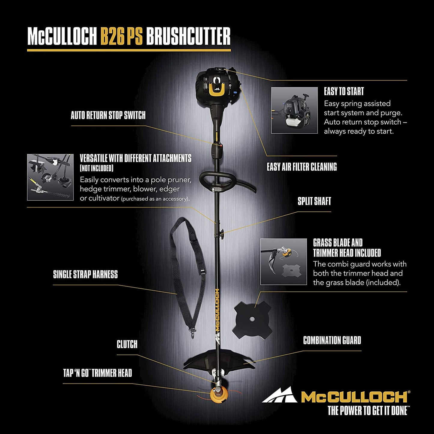 Desbrozadora a Gasolina 40cm 26,2cc McCulloch B26 PS MCCULLOCH - 6