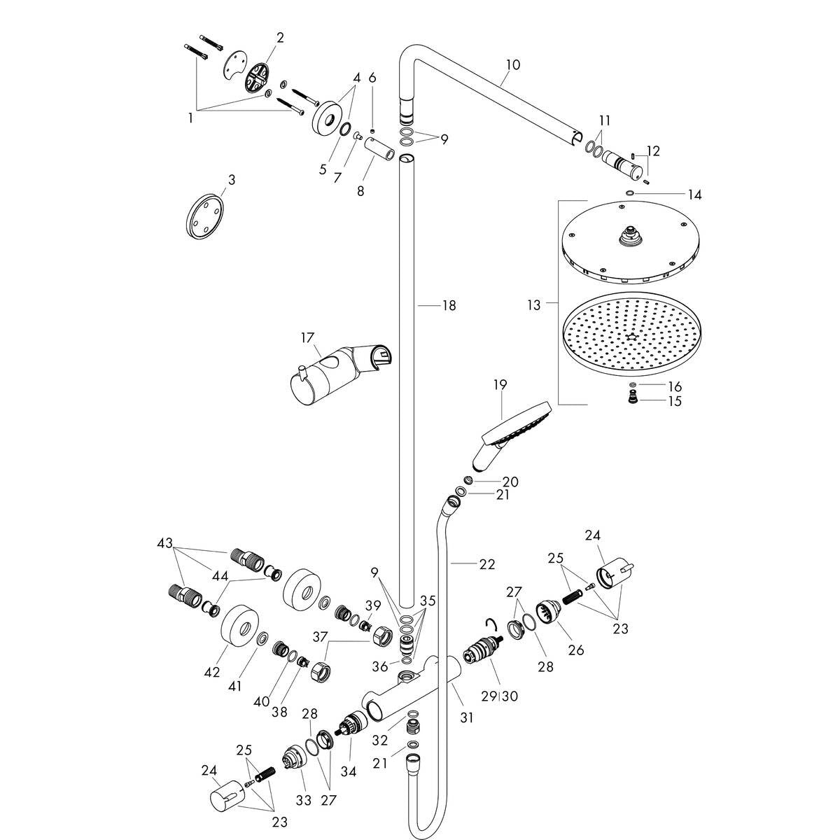 Grifo de ducha termostático Select S 240 1 Jet Negro Hansgrohe HANSGROHE - 5