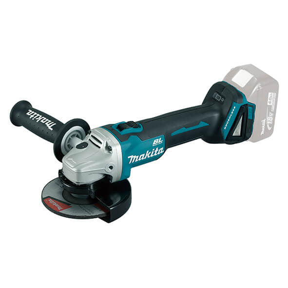 18V 125mm mini grinder with 2 4Ah batteries and Makita DGA504RMJ case