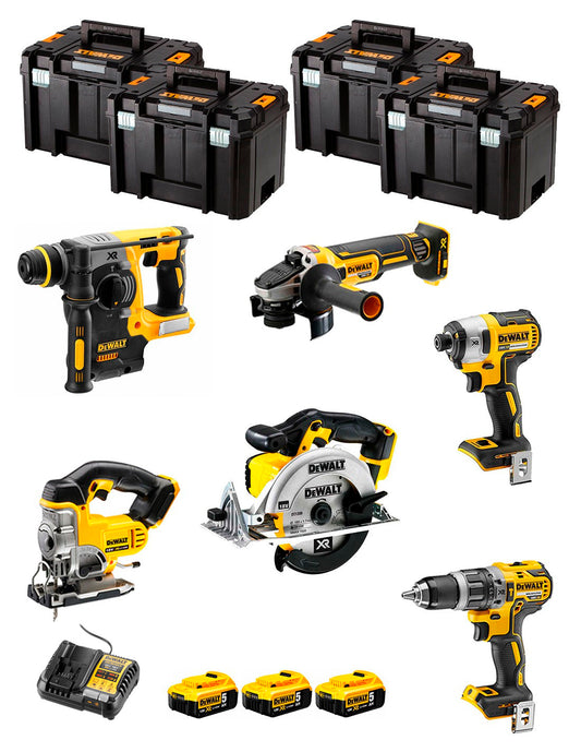 Dewalt Kit 6 tools + 3 bat 5ah + DCB115 Charger + 4xTstak VI Kit DCK691P3