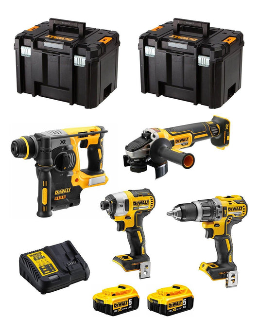 Dewalt Kit with 4 Tools + 2bat 5Ah + charger + 2xTSTAK VI DCK496P2