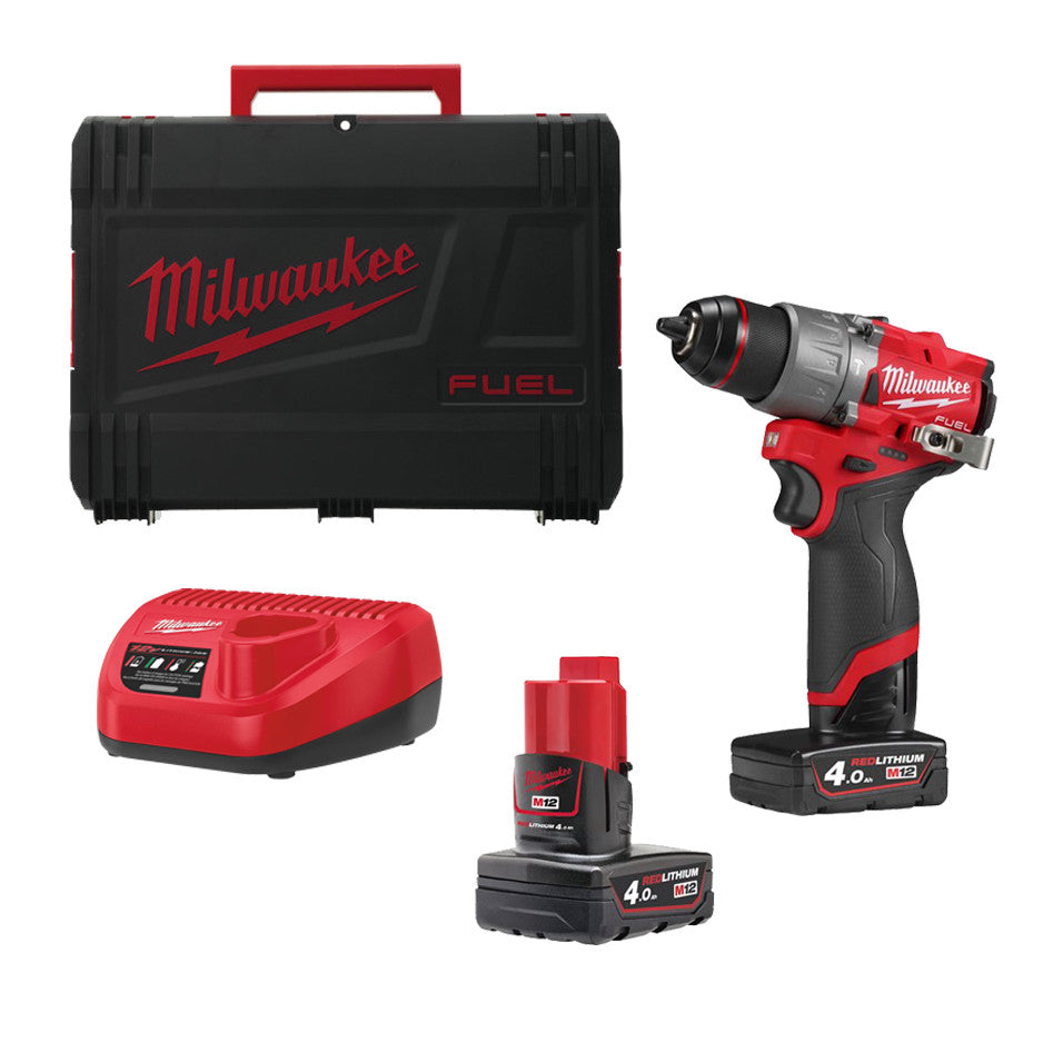 Taladro percutor M12 Fuel + 2bat 4Ah + Cargador + Maletín Milwaukee M12 FPD2-402X MILWAUKEE - 1