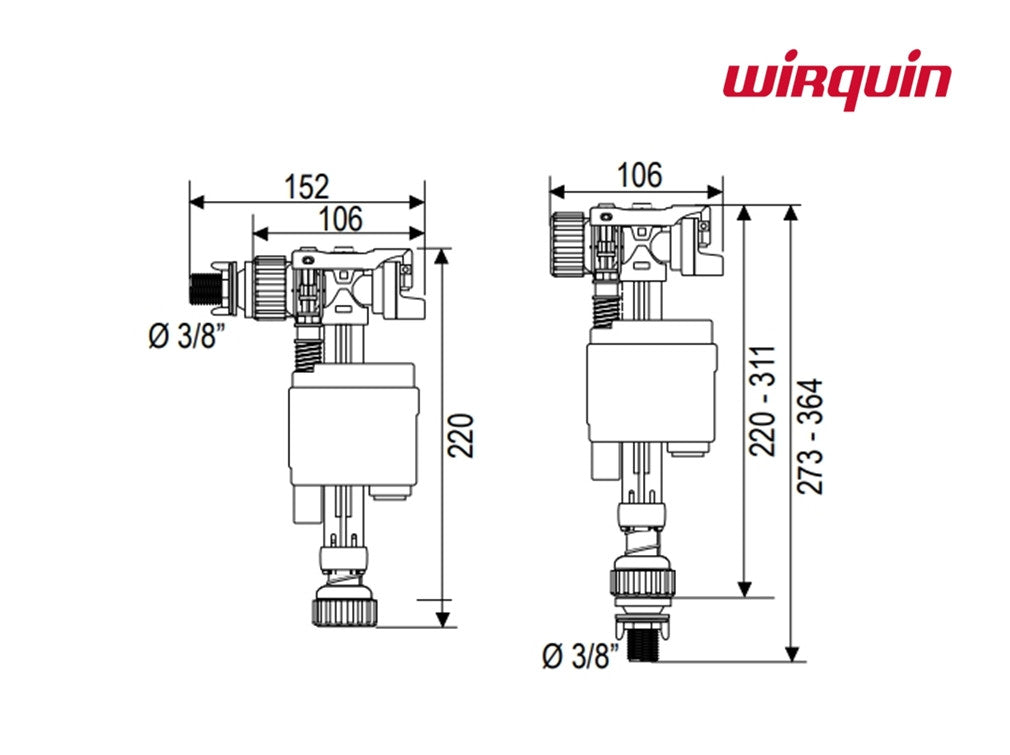 Grifo flotador servo-valvula lateral E inferior DOBLO Wirquin 10722787 WIRQUIN - 2