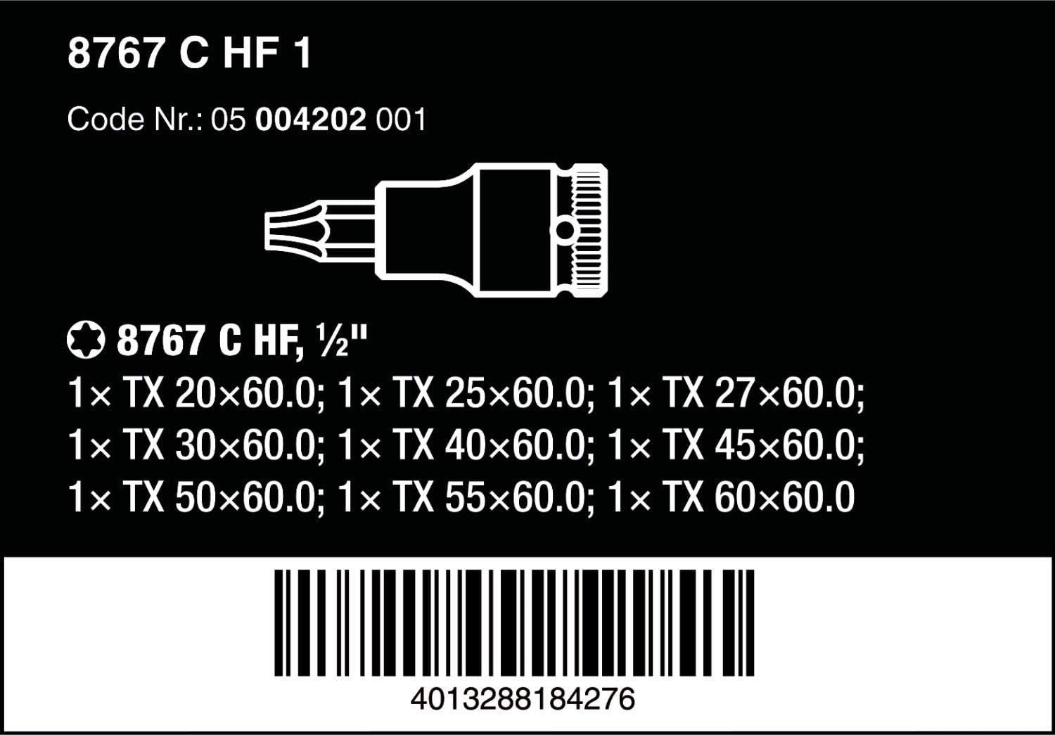 Juego de llaves de 9 vaso 8767 C TORX HF 1, 1/2" Wera WERA - 7