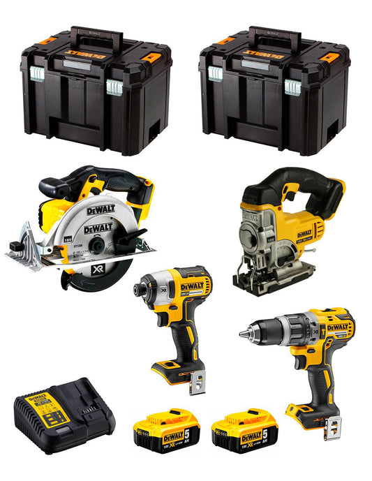 Dewalt Kit 4 tools + 2bat 5Ah + Charger + 2xTSTAK VI DCK491P2