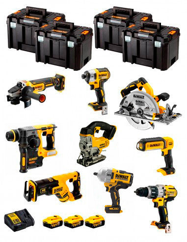 Dewalt Kit 9 tools + 3 bat 5ah + DCB115 Charger + 4xTstak VI DCK970P3 