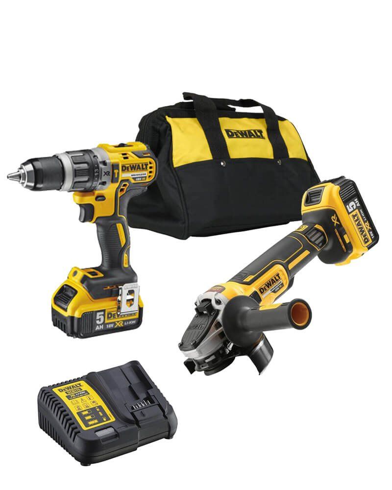 Dewalt DCK288P2 18V XR Set - Grinder + Hammer Drill + Bag + 2 LI-ION 5.0Ah Batteries