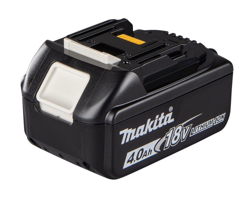 18V 125mm mini grinder with 2 4Ah batteries and Makita DGA504RMJ case