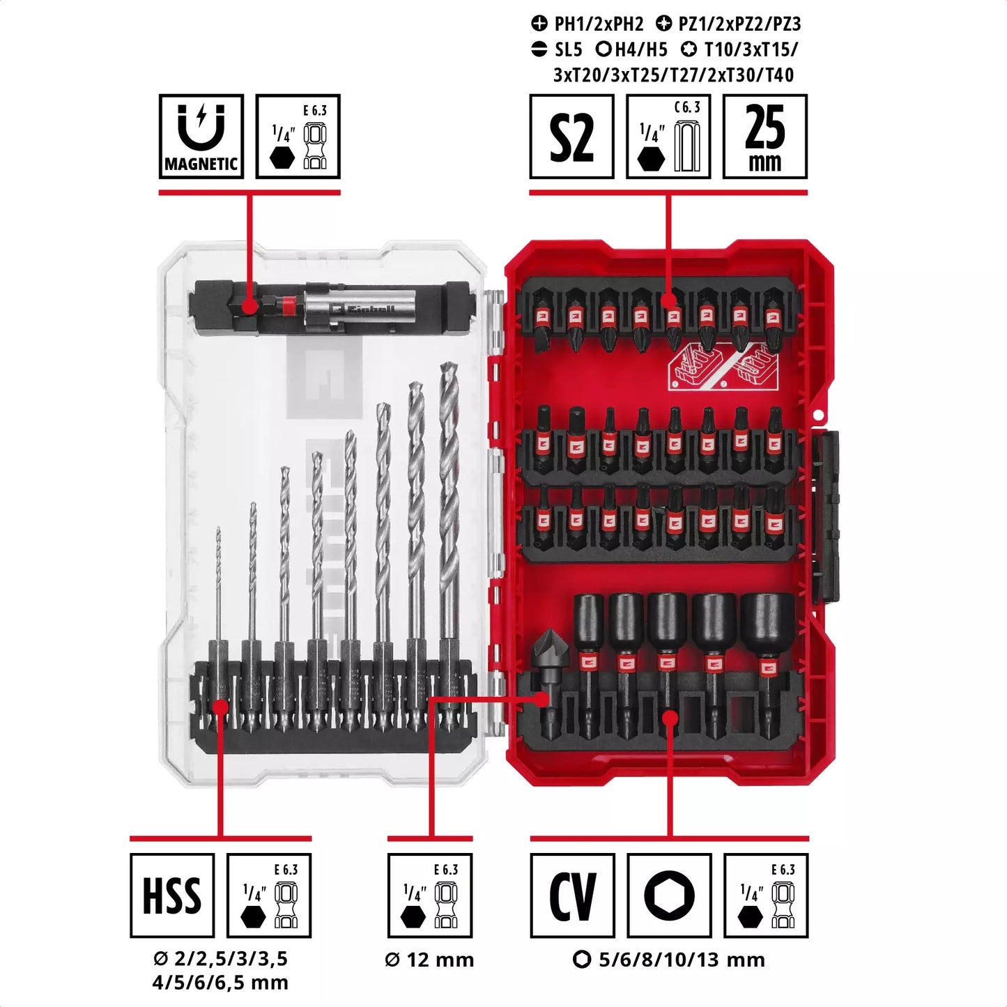 Juego de puntas y brocas M-CASE 39pcs Einhell 49108773