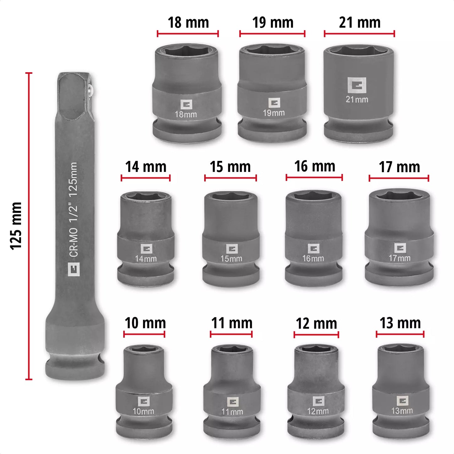 Juego de vasos de impacto 12pcs Einhell 49109283