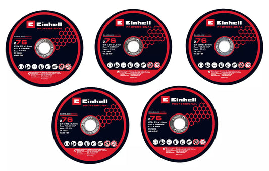 Set of 5 Einhell 76mm diamond cutting discs