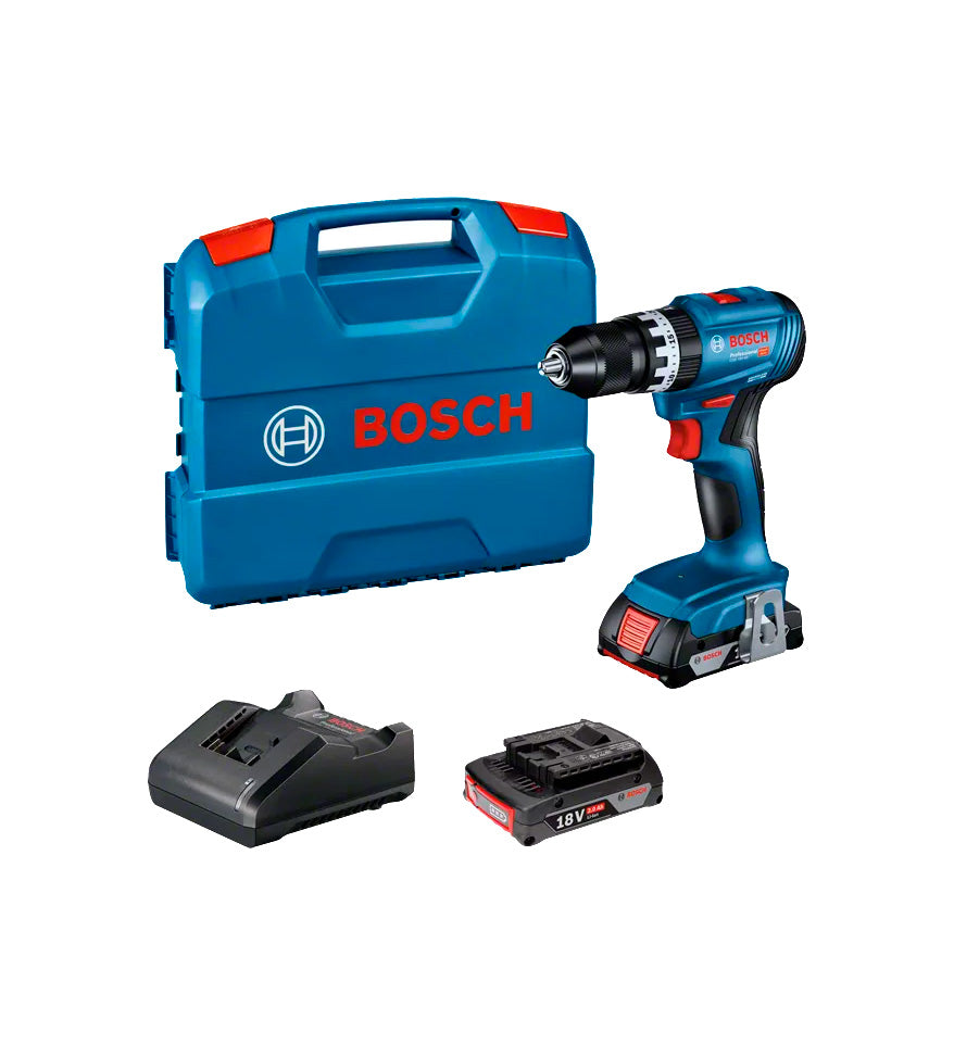 Cordless Hammer Drill 18V 45Nm + 2Bat 2Ah + Charger + Briefcase Bosch GSB 18V-45