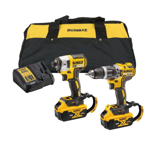 Set Hammer Drill + Impact Screwdriver + 2Bat 18V 5Ah + Charger + Tool HoldersDewalt DCK266P2LR 18V ​​XR BL KIT LANYARD READY