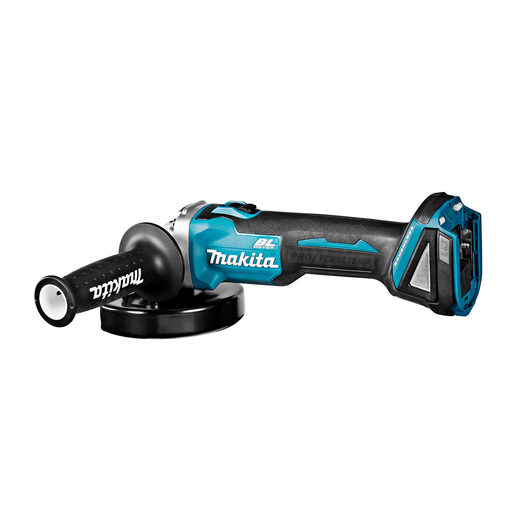 18V 125mm mini grinder with 2 4Ah batteries and Makita DGA504RMJ case