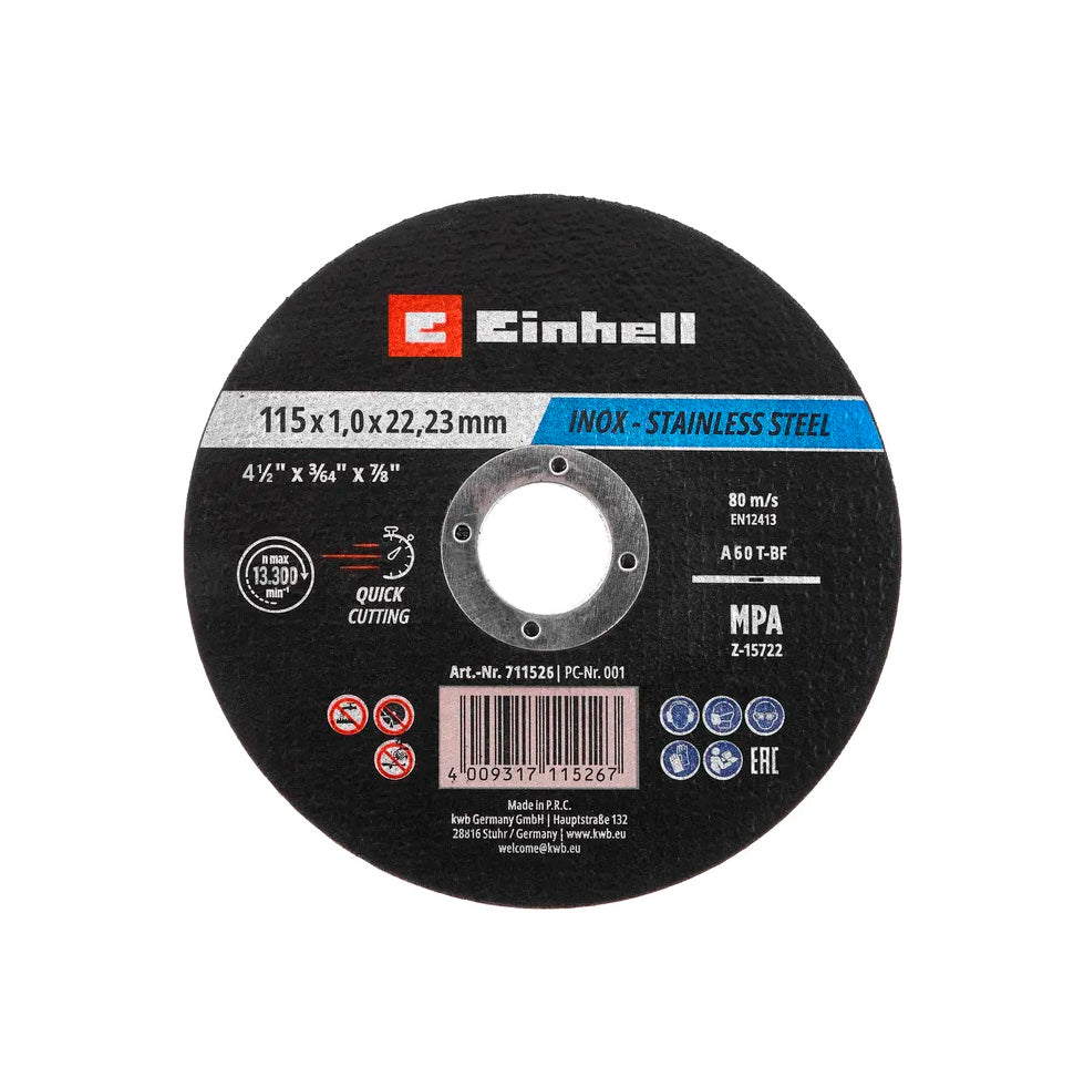 Cubo 50 discos de corte Inox 115x1mm Einhell