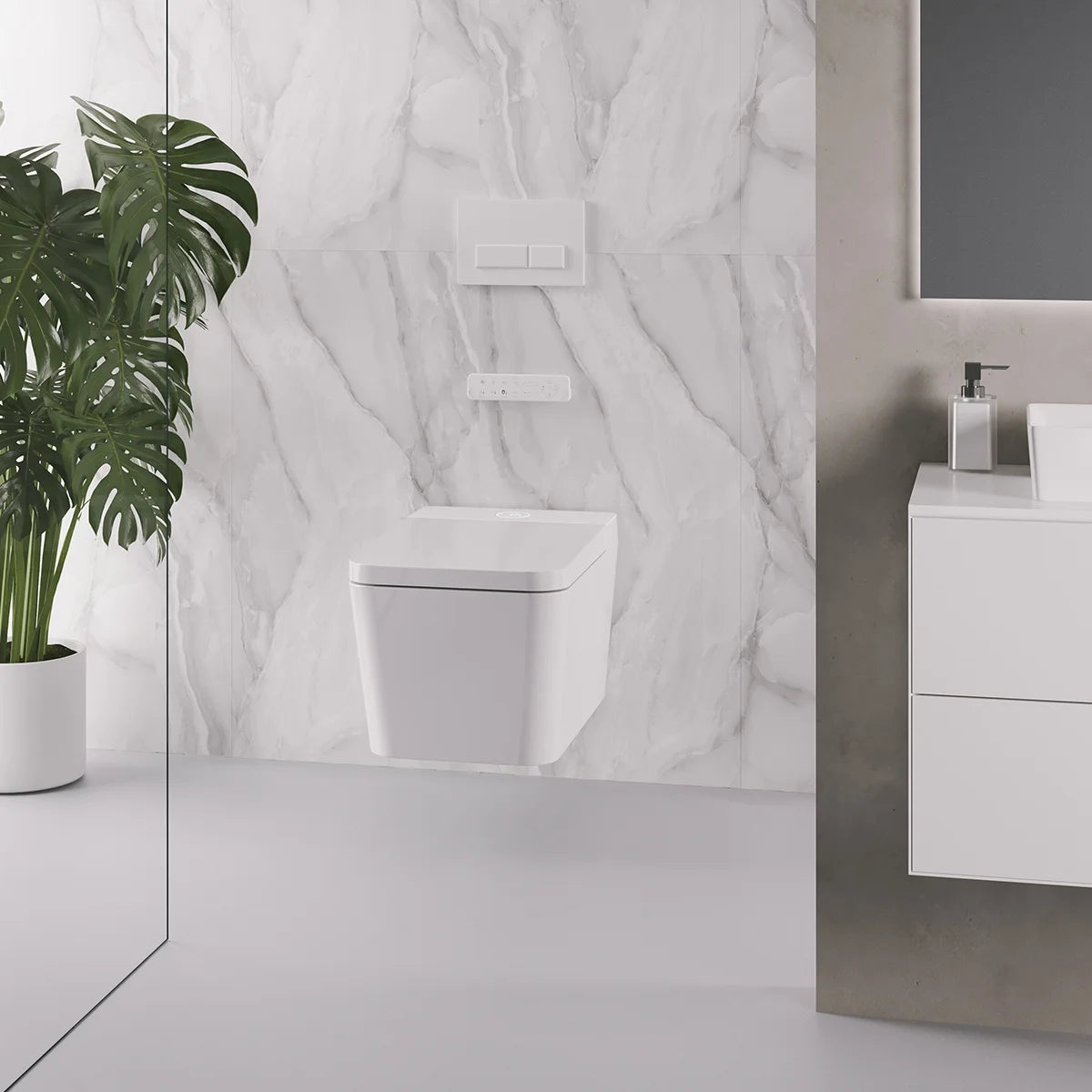 Mizubath Wall Hung Japanese Toilet with Smart Cleaning White