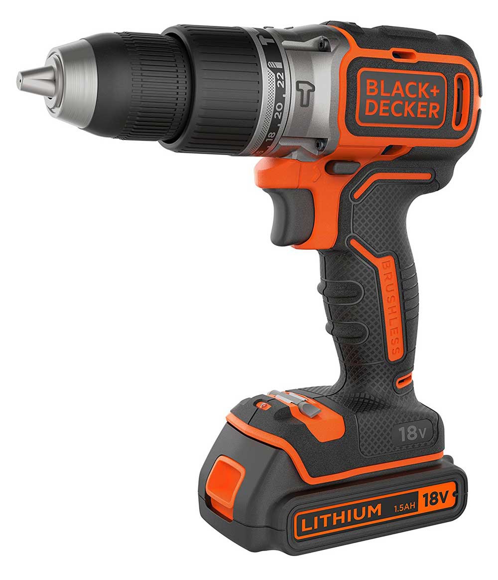 Taladro percutor Black+Decker BL188KB Sin escobillas - 18 V 2 bat. 1,5 Ah y maletín